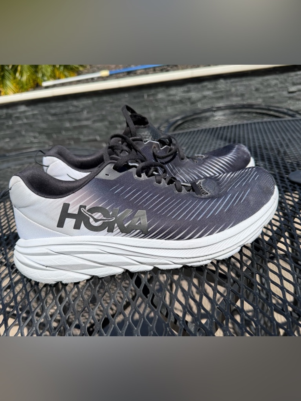 HOKA Men's Black and White Running Shoes Rincon 10.5